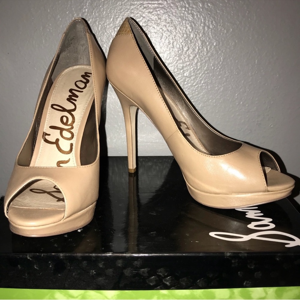 Sam Edelman Ella pump Women's Tan Peep Toe Heels